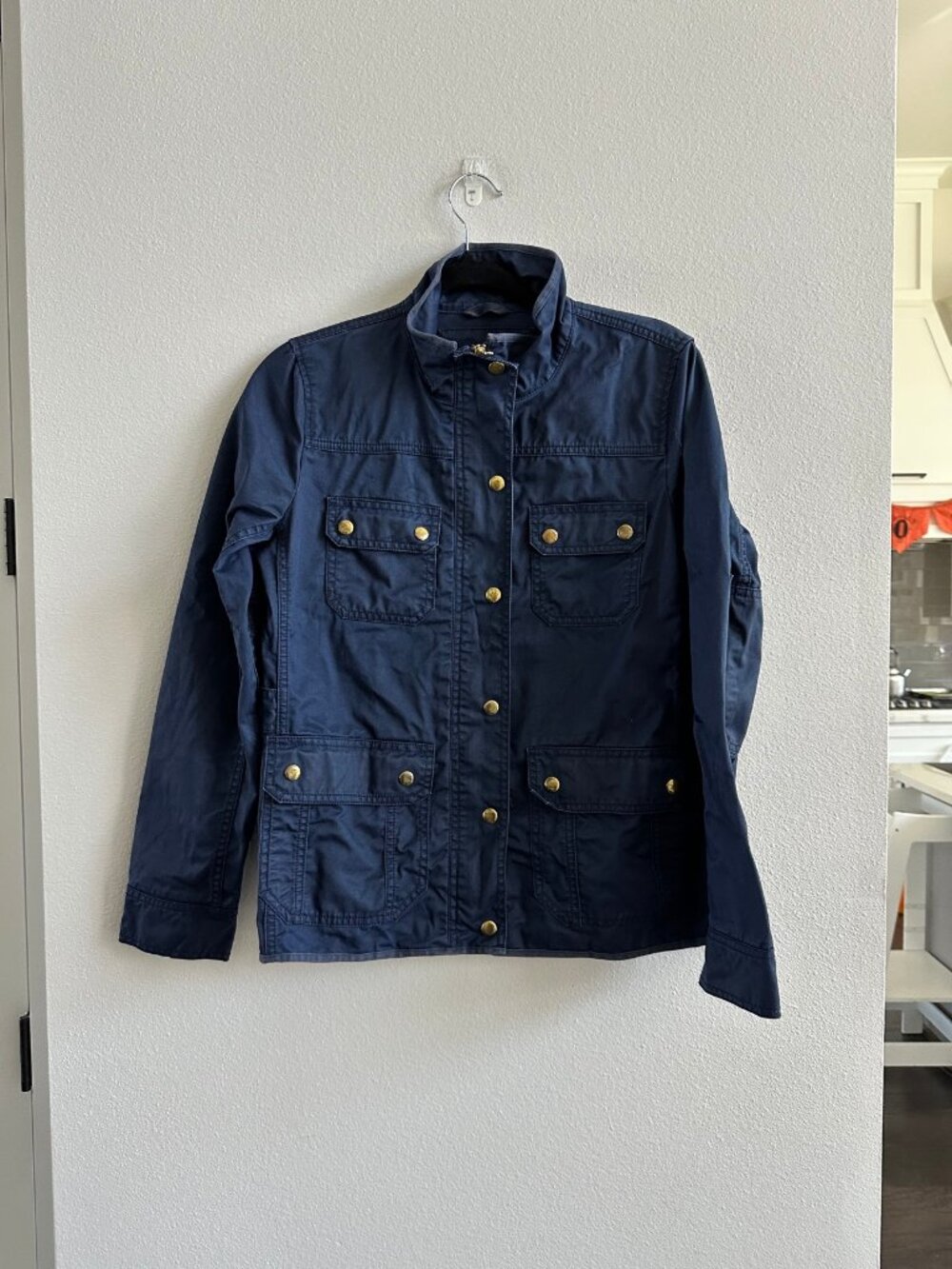 J.Crew Downtown Field Jacket Navy Waxed Cotton Size S